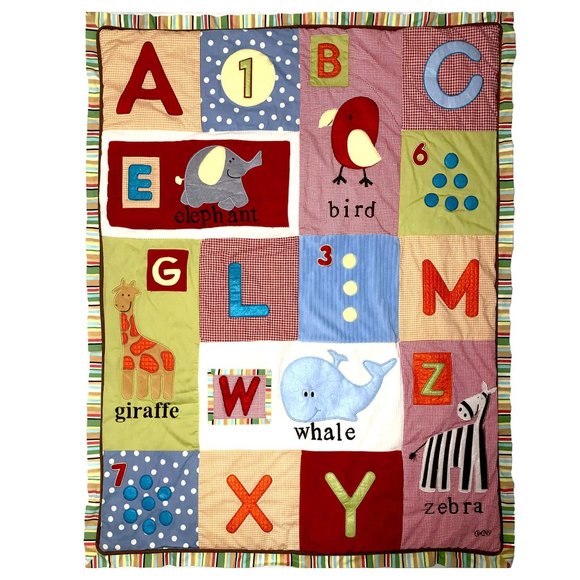CoCaLo Alphabet Soup Plush Infant Baby Crib Blanket - Picture 1 of 5